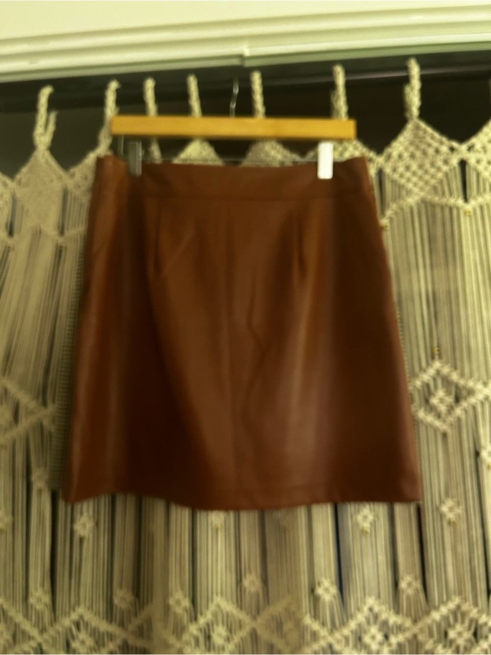 LOFT Brown Faux Leather A-Line Mini Skirt